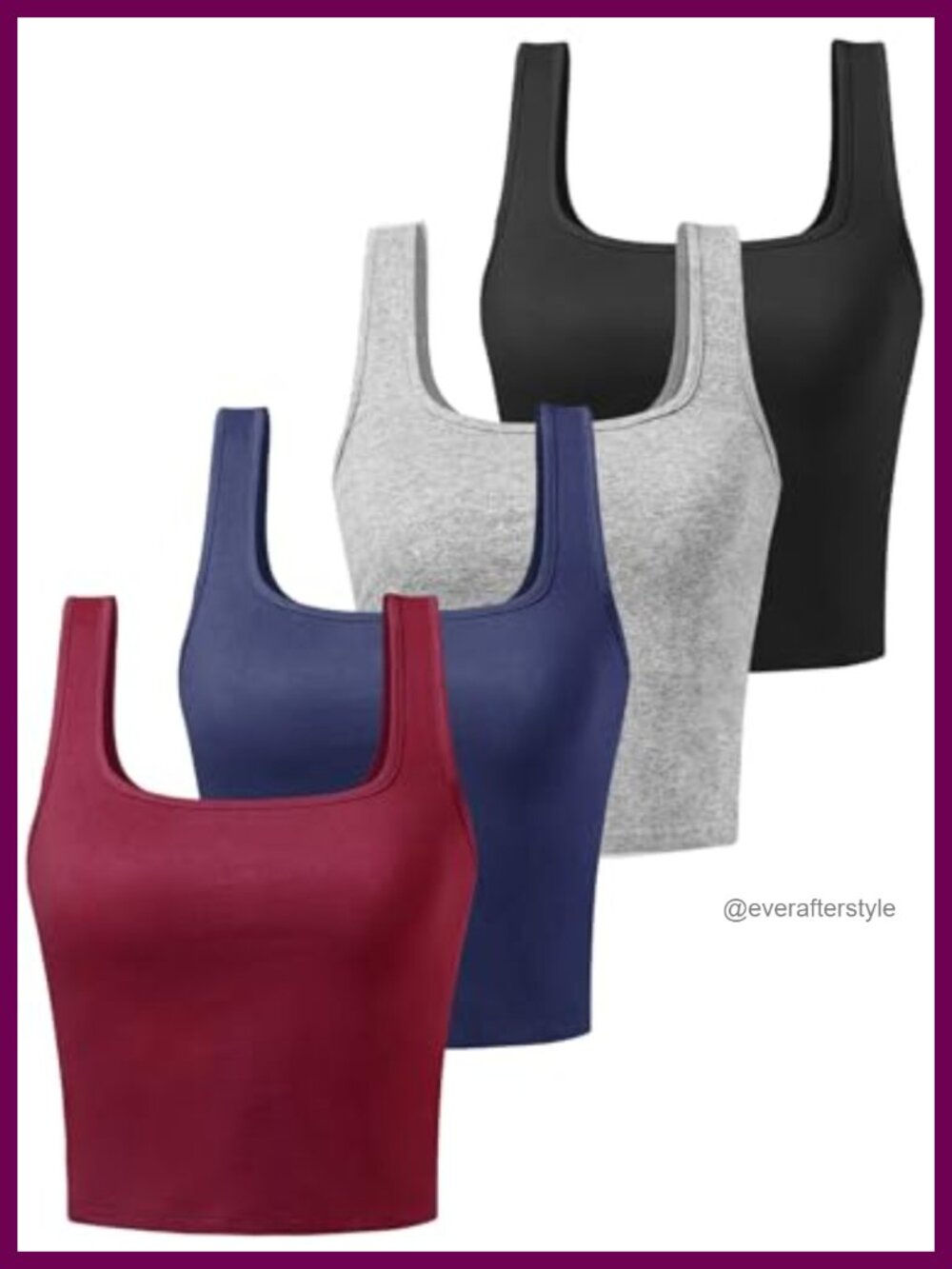 Women's Cotton Stretch Crop Tank Tops 4-Pack Workout Athletic